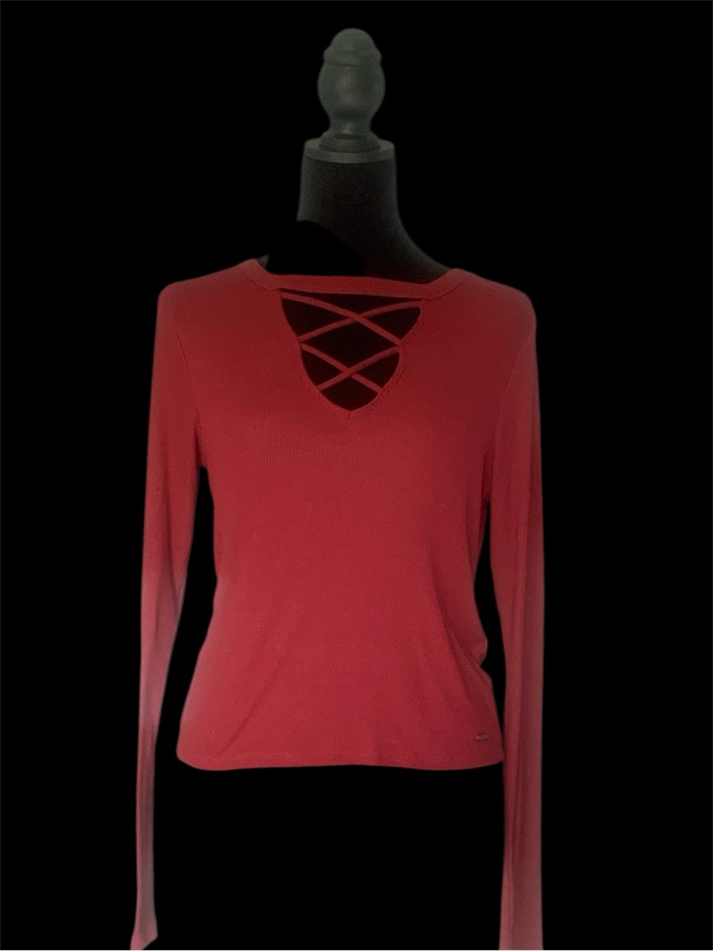 Hollister Must Have Collection Ribbed Long Sleeve CrissCross Strappy front sizeM